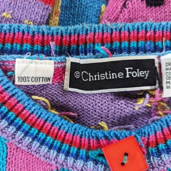 VTG Grannycore Christine Foley Noah’s Ark Cardigan Sweater Animals Circus 2 - Picture 2 of 10